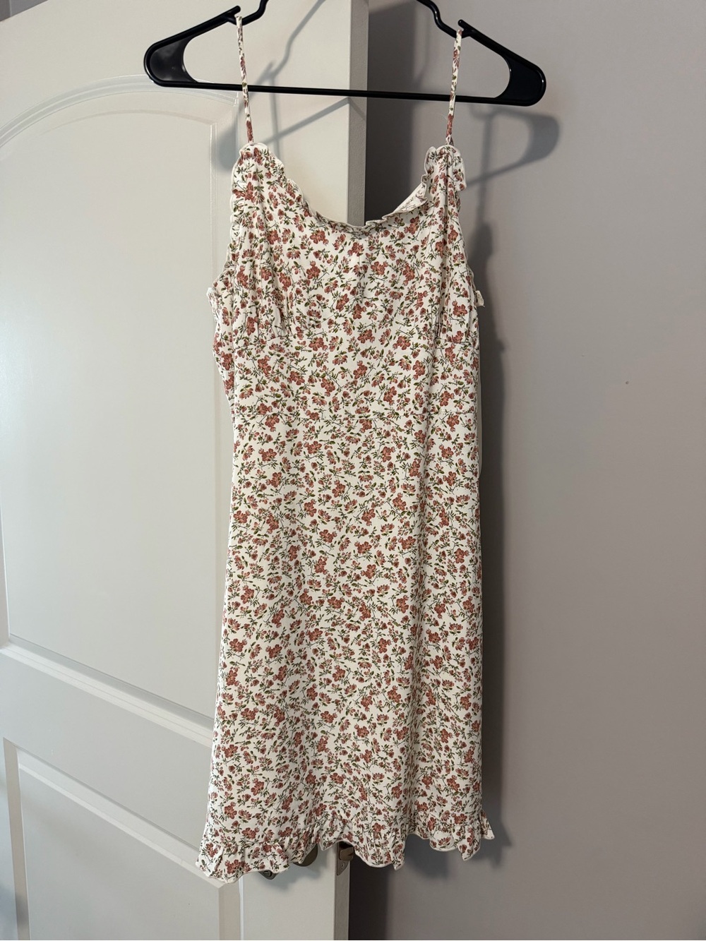 Doe & Rae Cream Mini Slip Dress with Pink Floral Print